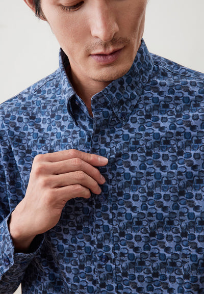 Men Clothing Wrinkle-Free Digital Print Casual Shirt Comfort Fit