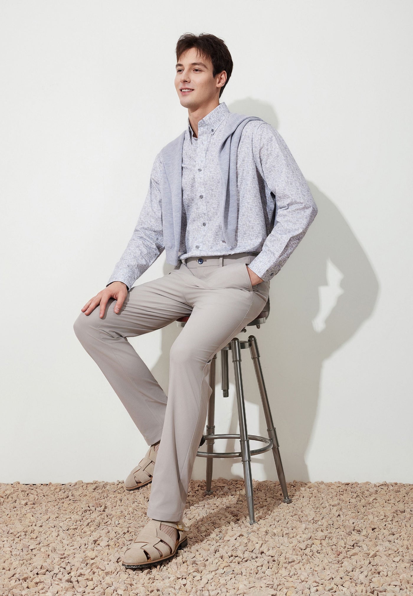 เสื้อเชิ้ตแขนยาวลำลองสำหรับผู้ชาย Comfort Fit