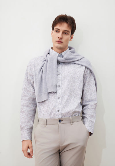 เสื้อเชิ้ตแขนยาวลำลองสำหรับผู้ชาย Comfort Fit