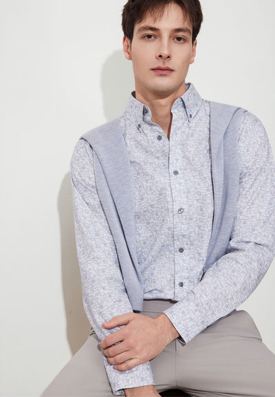 เสื้อเชิ้ตแขนยาวลำลองสำหรับผู้ชาย Comfort Fit