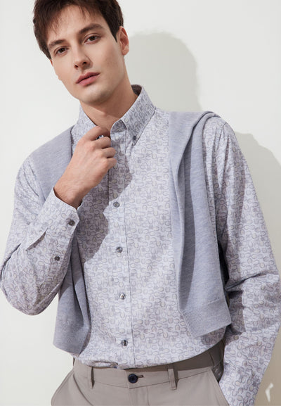 เสื้อเชิ้ตแขนยาวลำลองสำหรับผู้ชาย Comfort Fit
