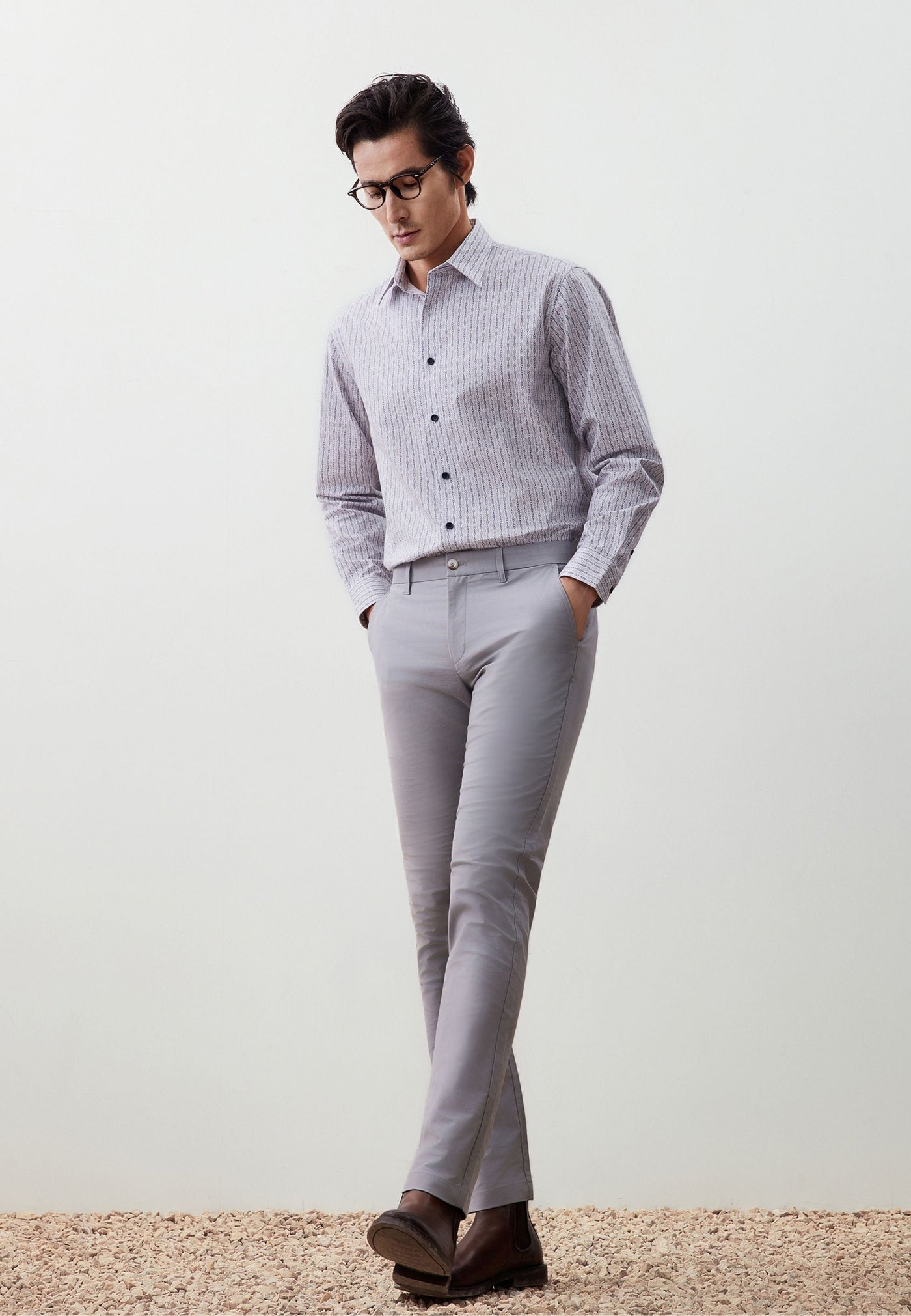 เสื้อเชิ้ตแขนยาวลำลองสำหรับผู้ชาย Comfort Fit