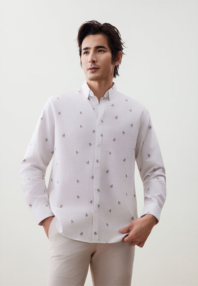 เสื้อเชิ้ตแขนยาวลำลองสำหรับผู้ชาย Comfort Fit