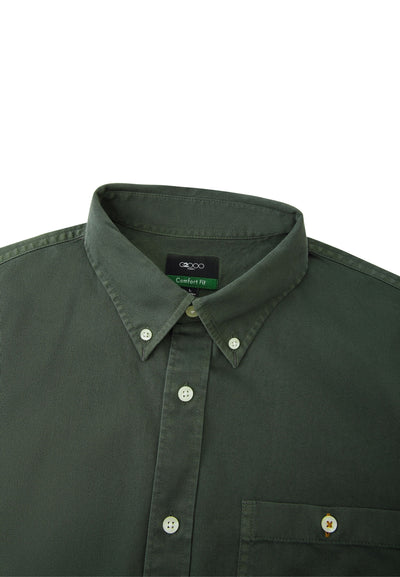 Men Clothing Cotton Garment-Dyed Casual Shirt Comfort Fit
