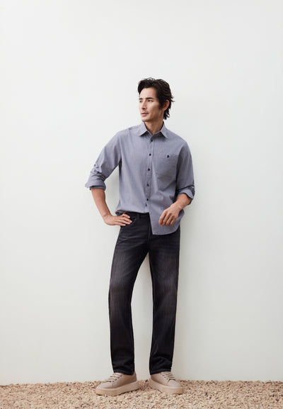เสื้อเชิ้ตแขนยาวลำลองสำหรับผู้ชาย Comfort Fit