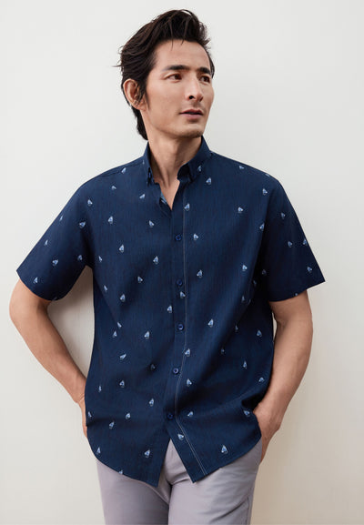 เสื้อเชิ้ตแขนสั้นลำลองสำหรับผู้ชาย Comfort Fit