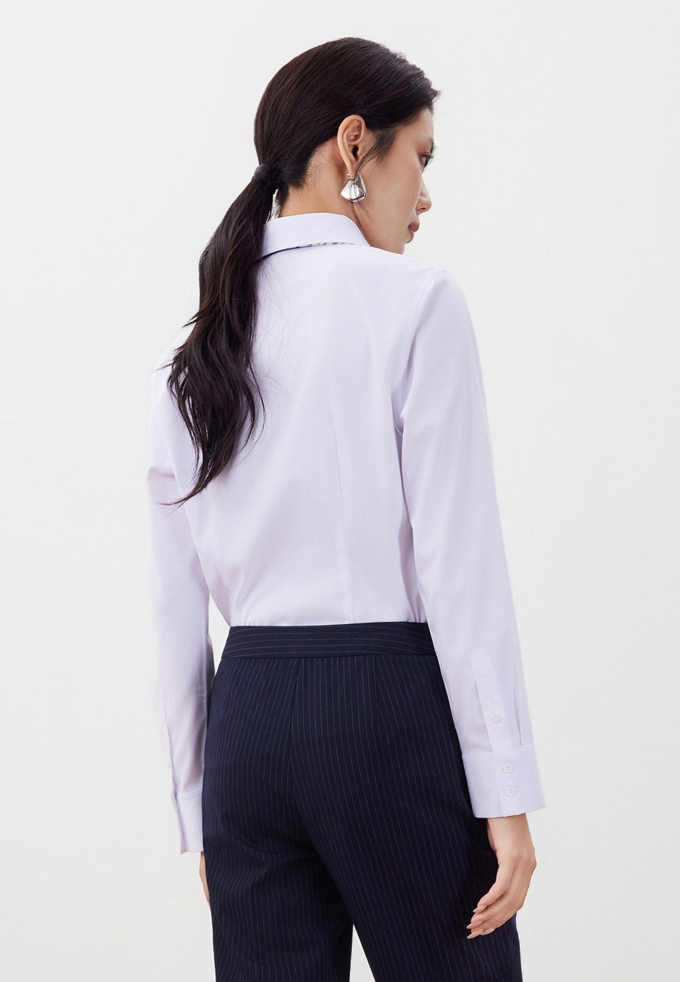 Women Clothing Scarf Textured Shirt Slim Fit