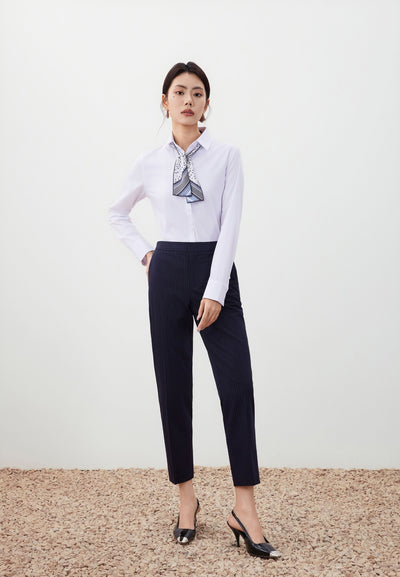 Women Clothing Scarf Textured Shirt Slim Fit