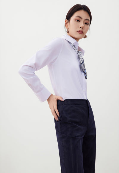 Women Clothing Scarf Textured Shirt Slim Fit