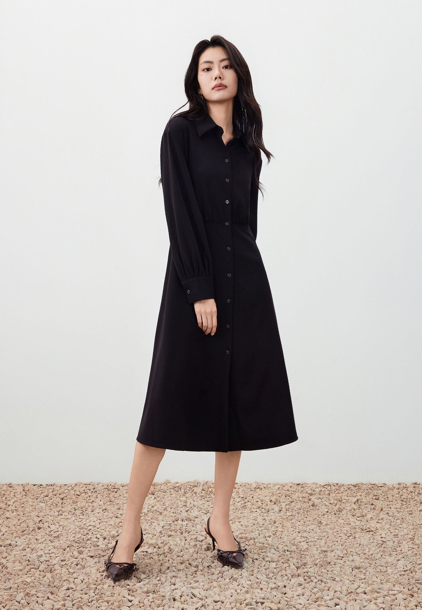 Women Clothing Twill Maxi Shirt Dress Fit & Flare