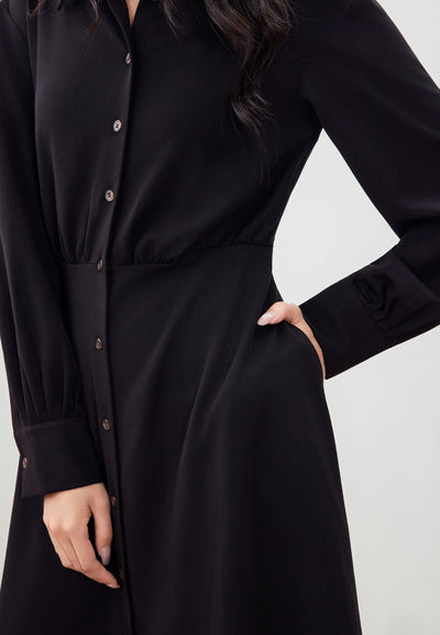 Women Clothing Twill Maxi Shirt Dress Fit & Flare