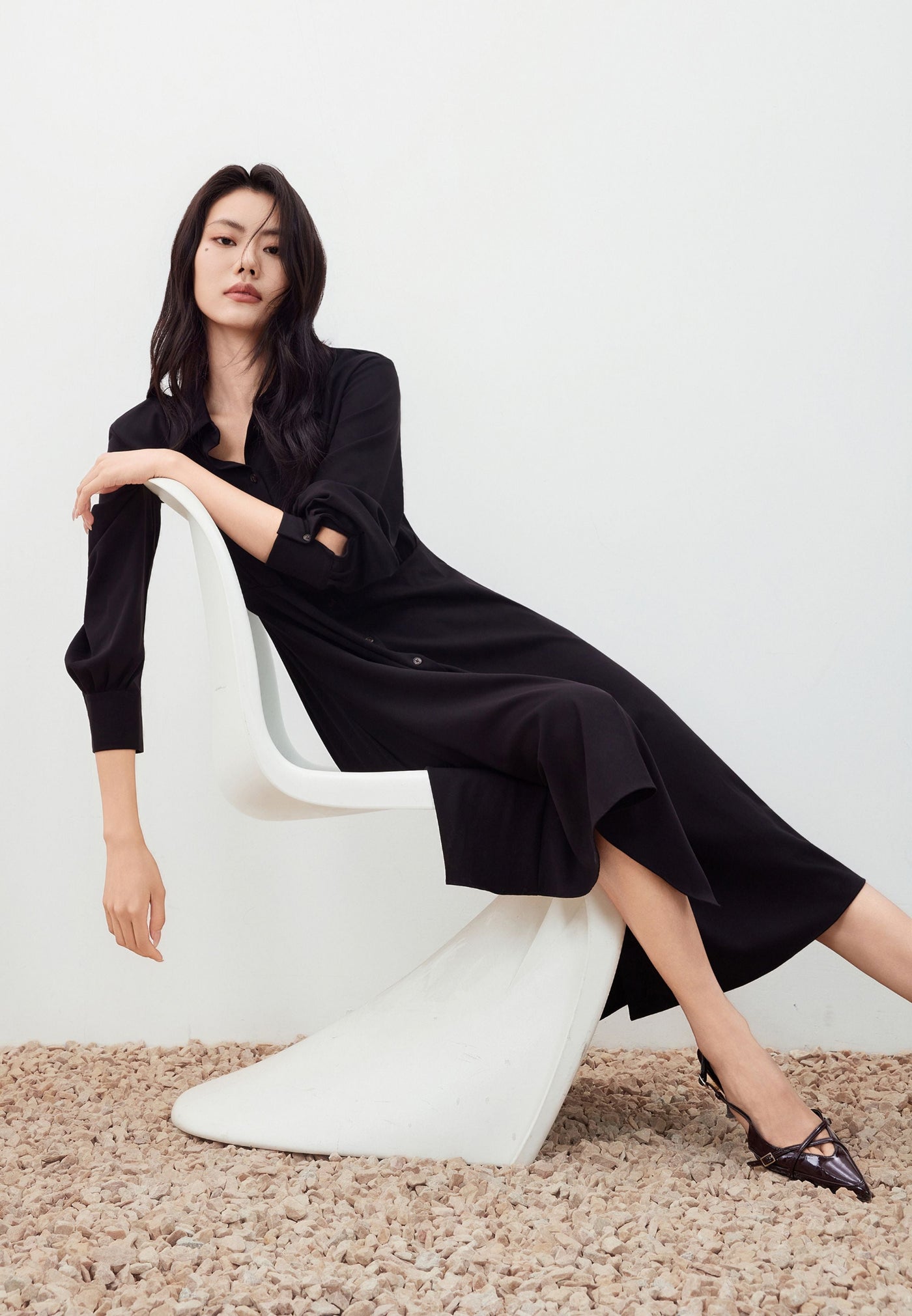 Women Clothing Twill Maxi Shirt Dress Fit & Flare