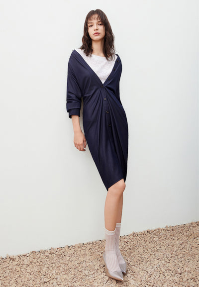 Women Clothing Twill Maxi Shirt Dress Fitted
