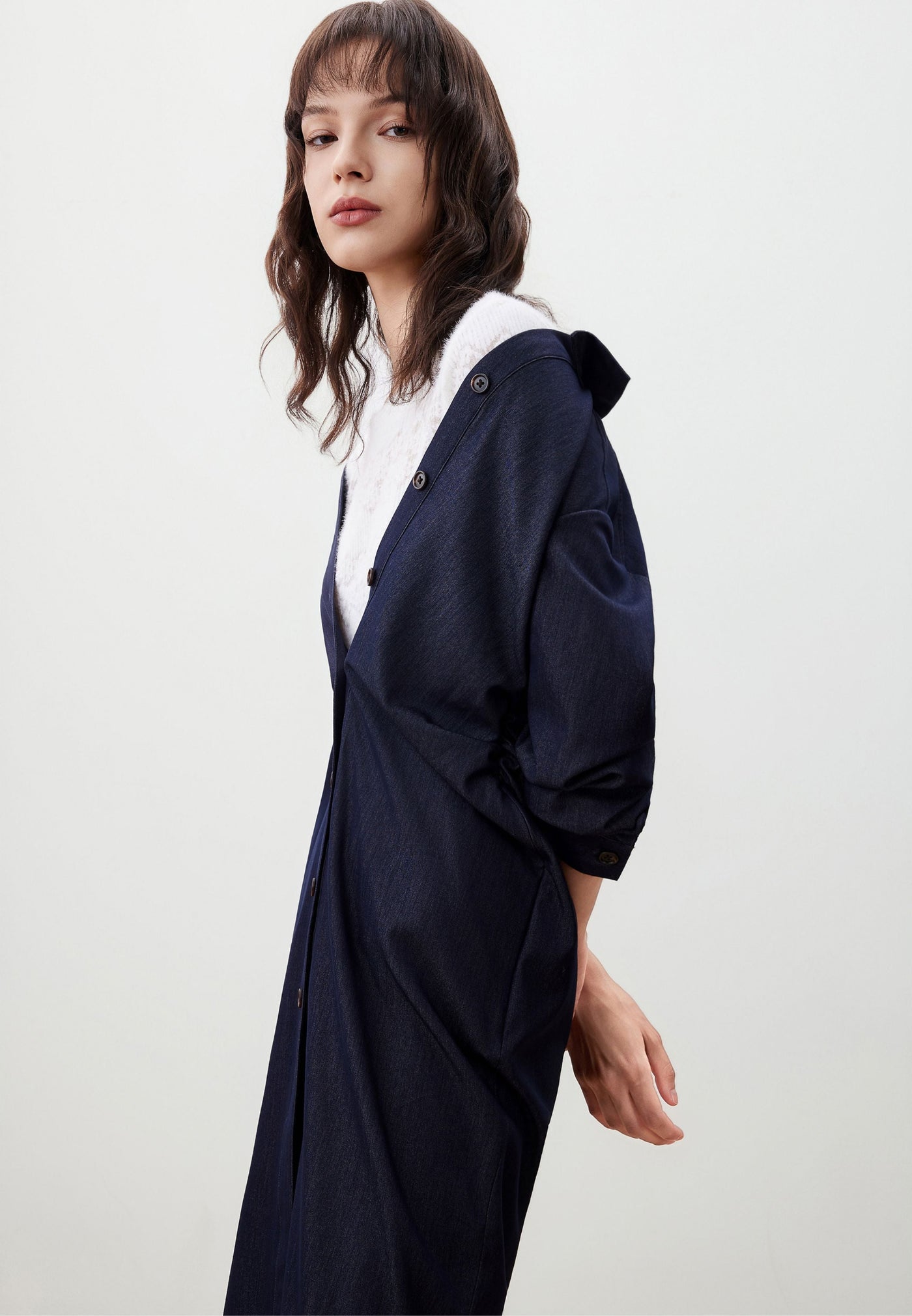 Women Clothing Twill Maxi Shirt Dress Fitted