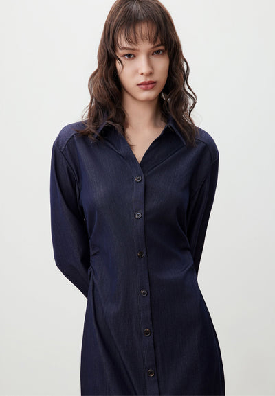 Women Clothing Twill Maxi Shirt Dress Fitted