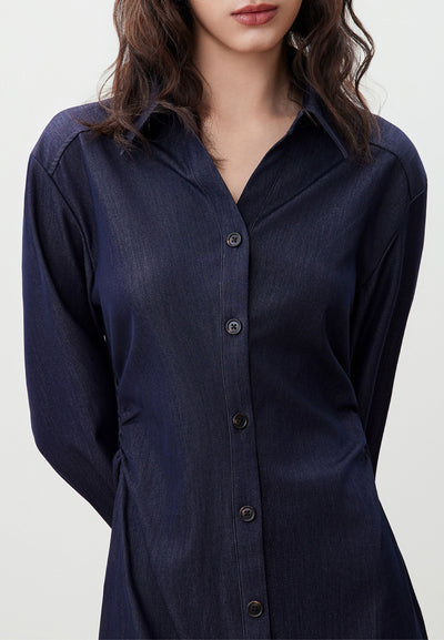 Women Clothing Twill Maxi Shirt Dress Fitted