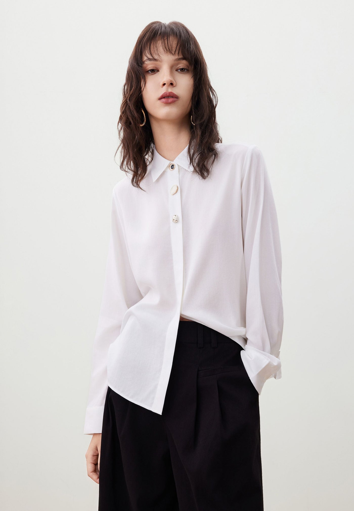 Women Clothing Lyocell Ace Twill Shirt Relaxed Fit