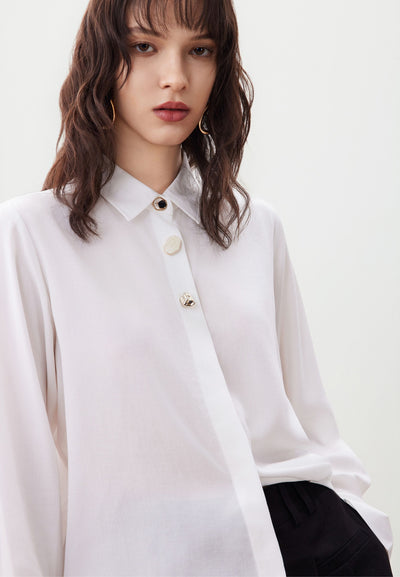 Women Clothing Lyocell Ace Twill Shirt Relaxed Fit