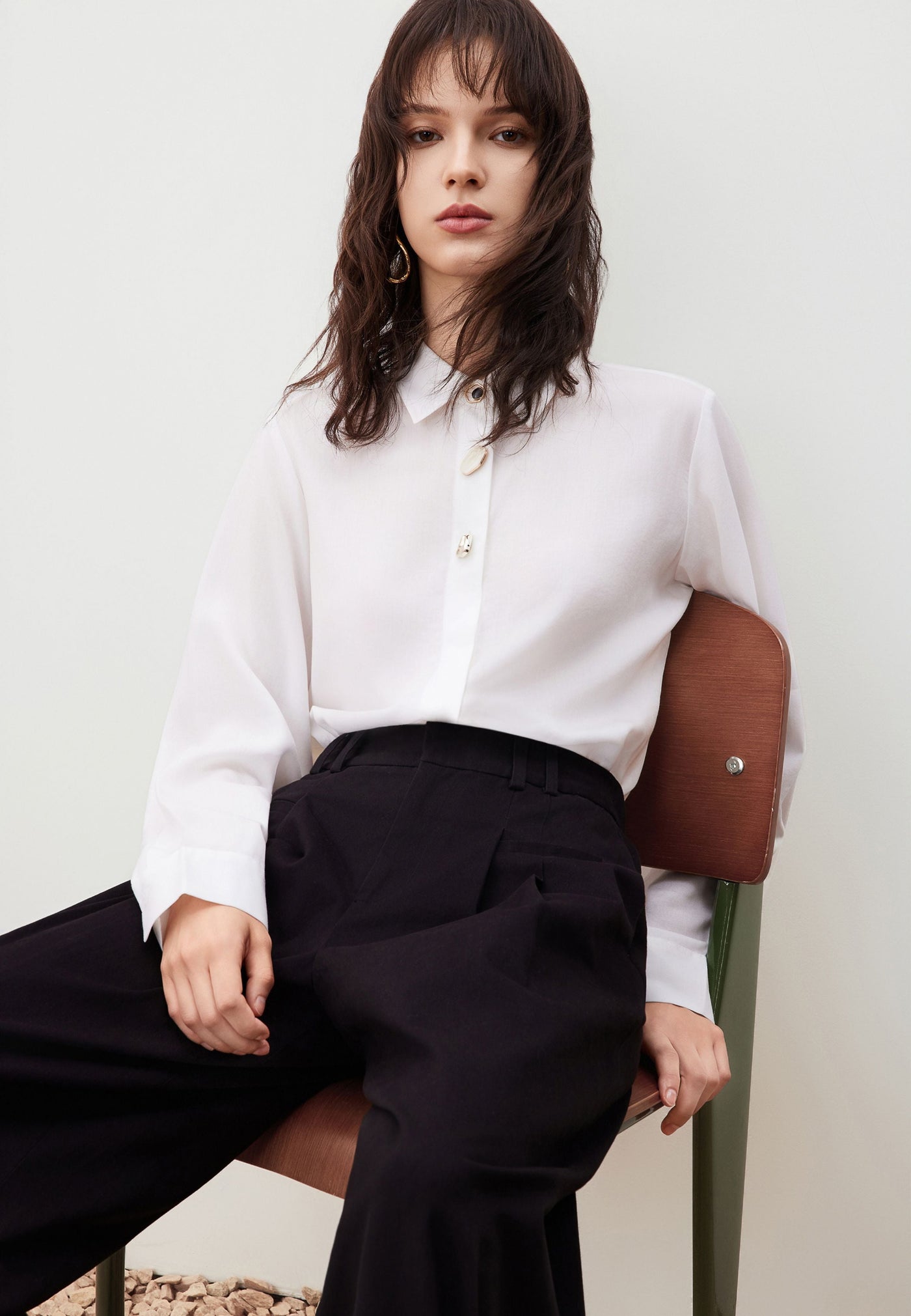 Women Clothing Lyocell Ace Twill Shirt Relaxed Fit