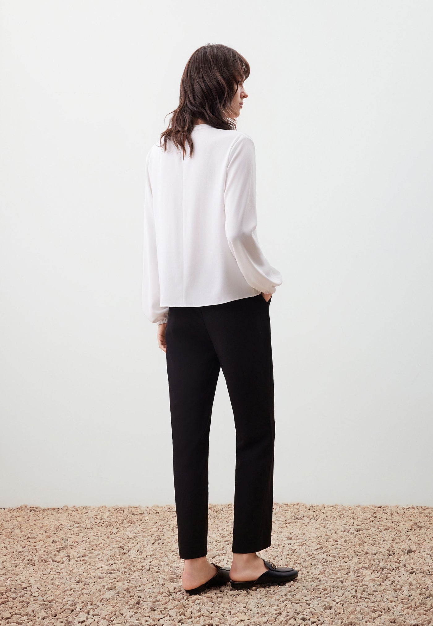 Women Clothing Gradient Pleat Puff Sleeve Blouse Regular Fit