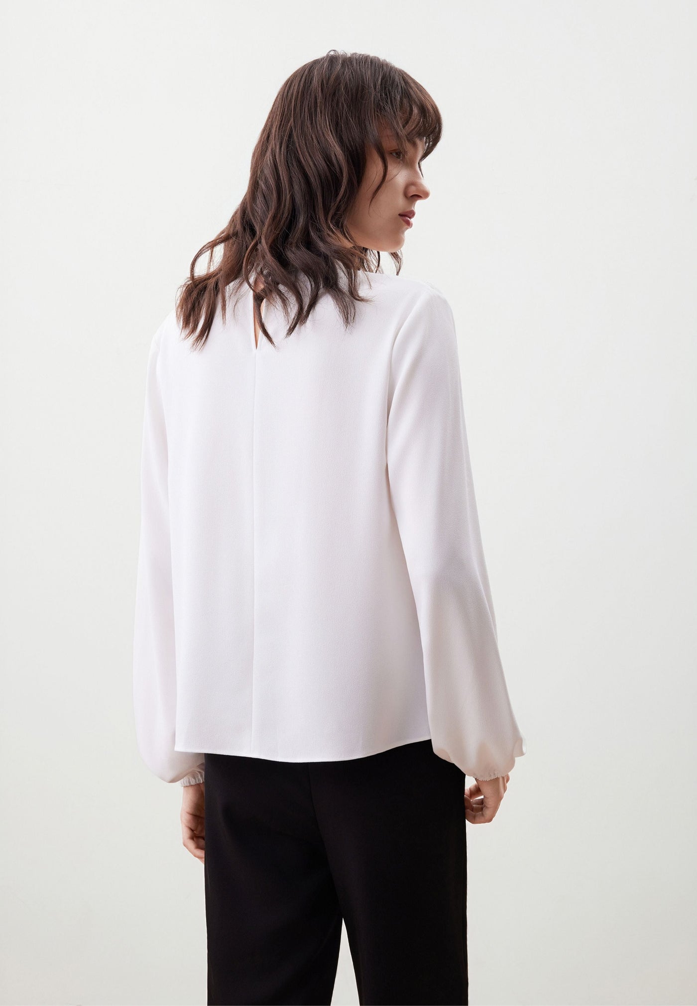 Women Clothing Gradient Pleat Puff Sleeve Blouse Regular Fit