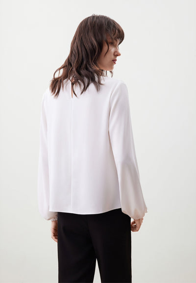 Women Clothing Gradient Pleat Puff Sleeve Blouse Regular Fit