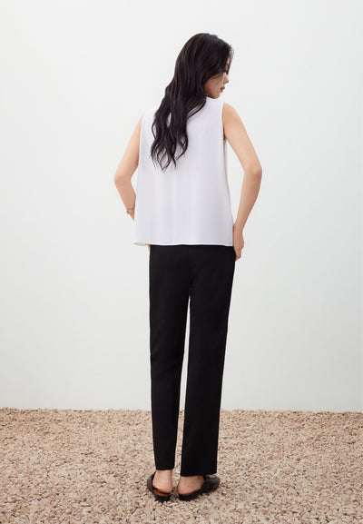 Women Clothing Sleeveless Gradient Pleat Puff Shoulder Blouse Regular Fit