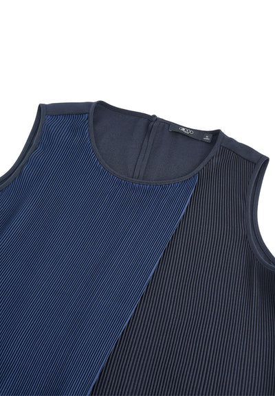 Women Clothing Sleeveless Gradient Pleat Puff Shoulder Blouse Regular Fit