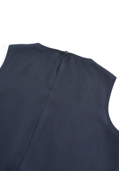 Women Clothing Sleeveless Gradient Pleat Puff Shoulder Blouse Regular Fit