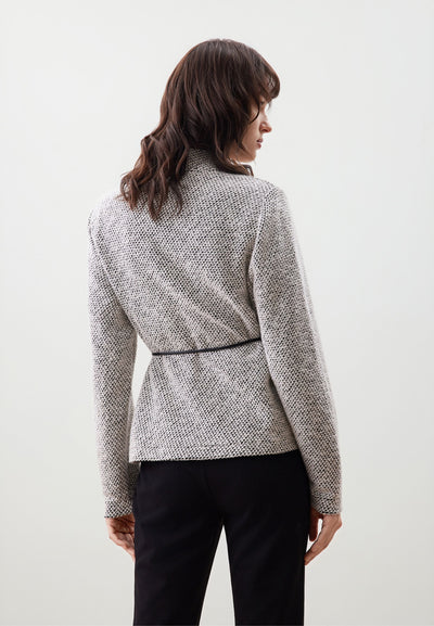 Women Clothing Tweed Knit Cardigan with Tie Regular Fit