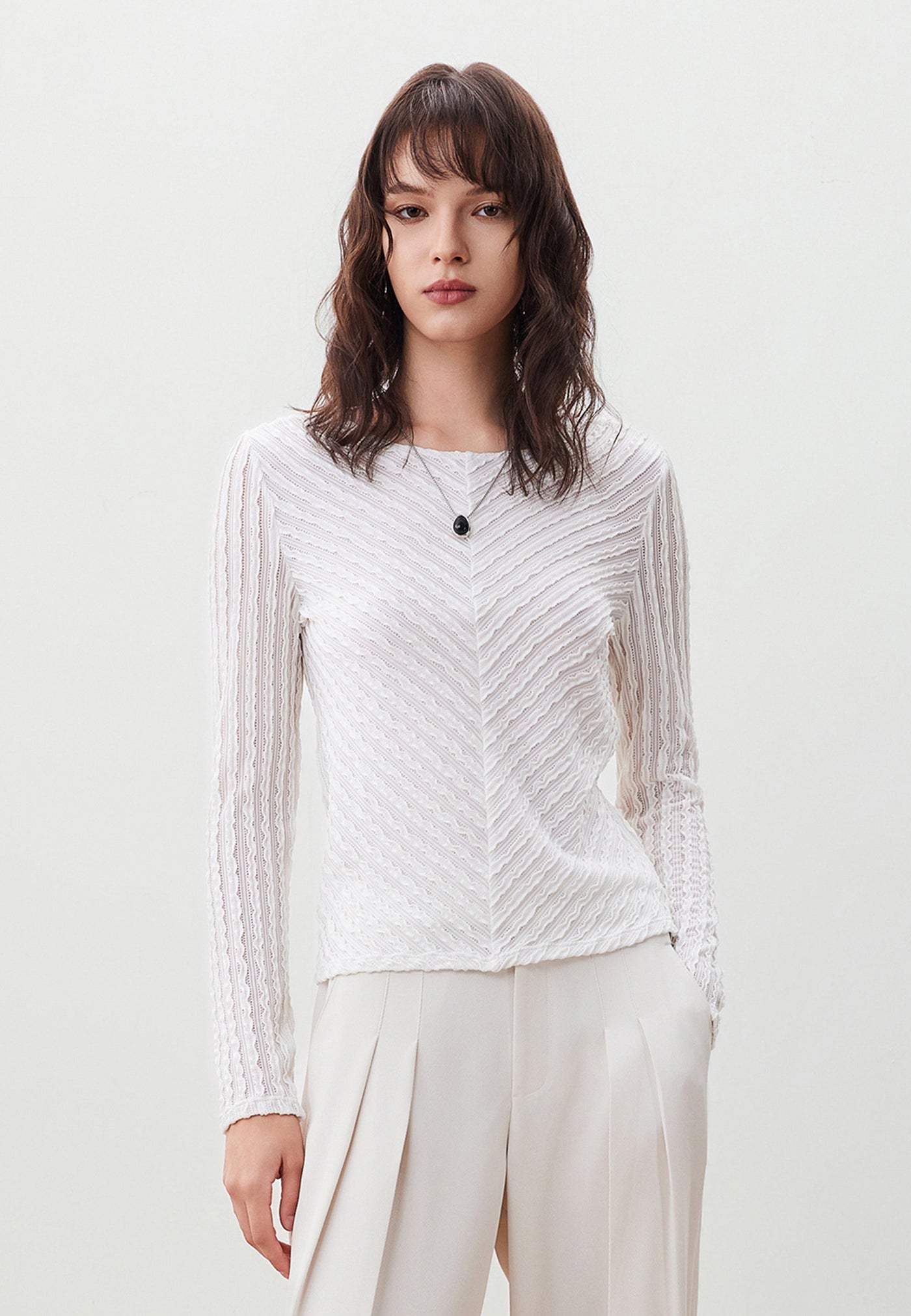 เสื้อเบลาส์ผ้ายืดสำหรับผู้หญิง Regular Fit