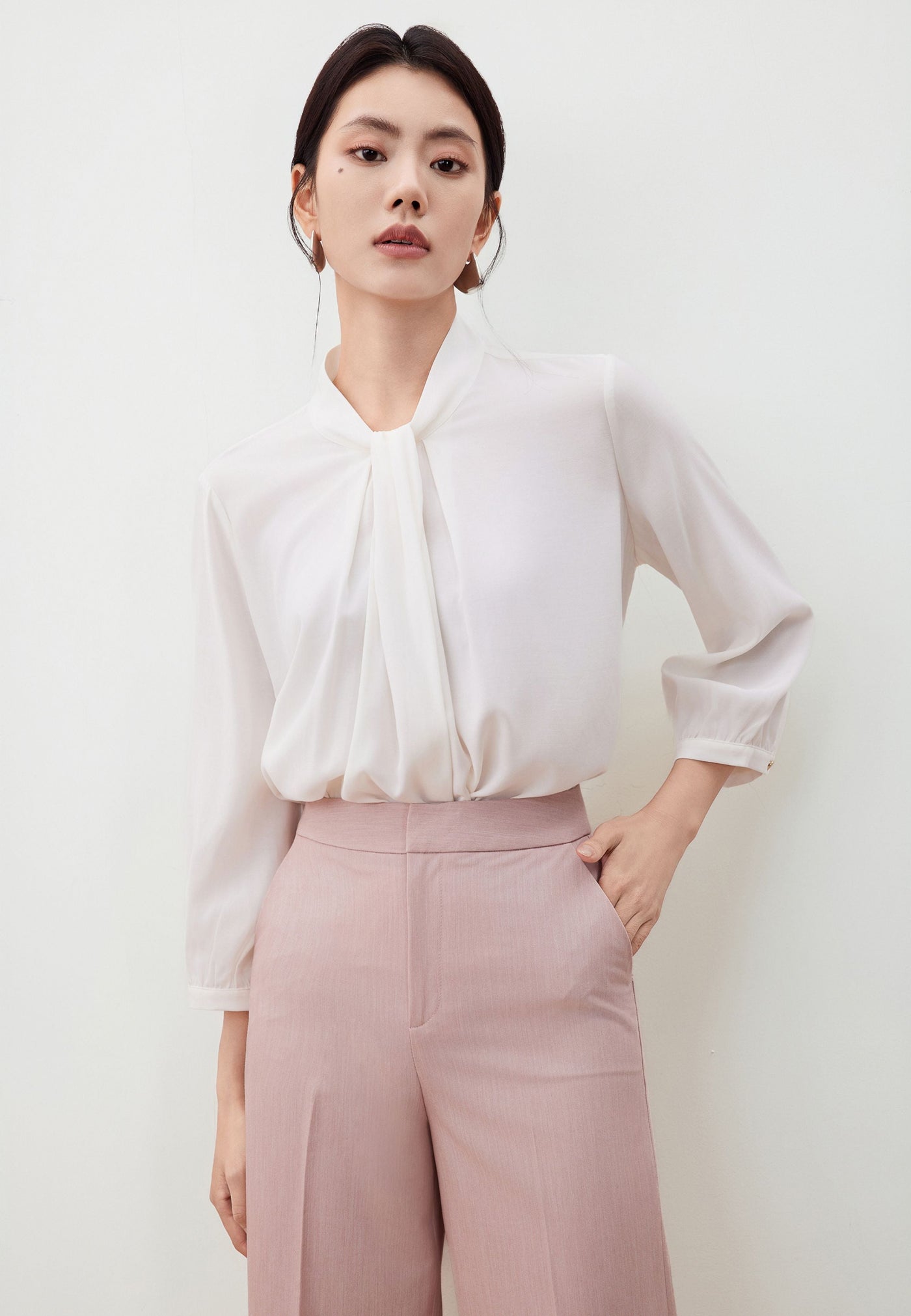 Women Clothing Draped Tie Detail Blouse Regular Fit