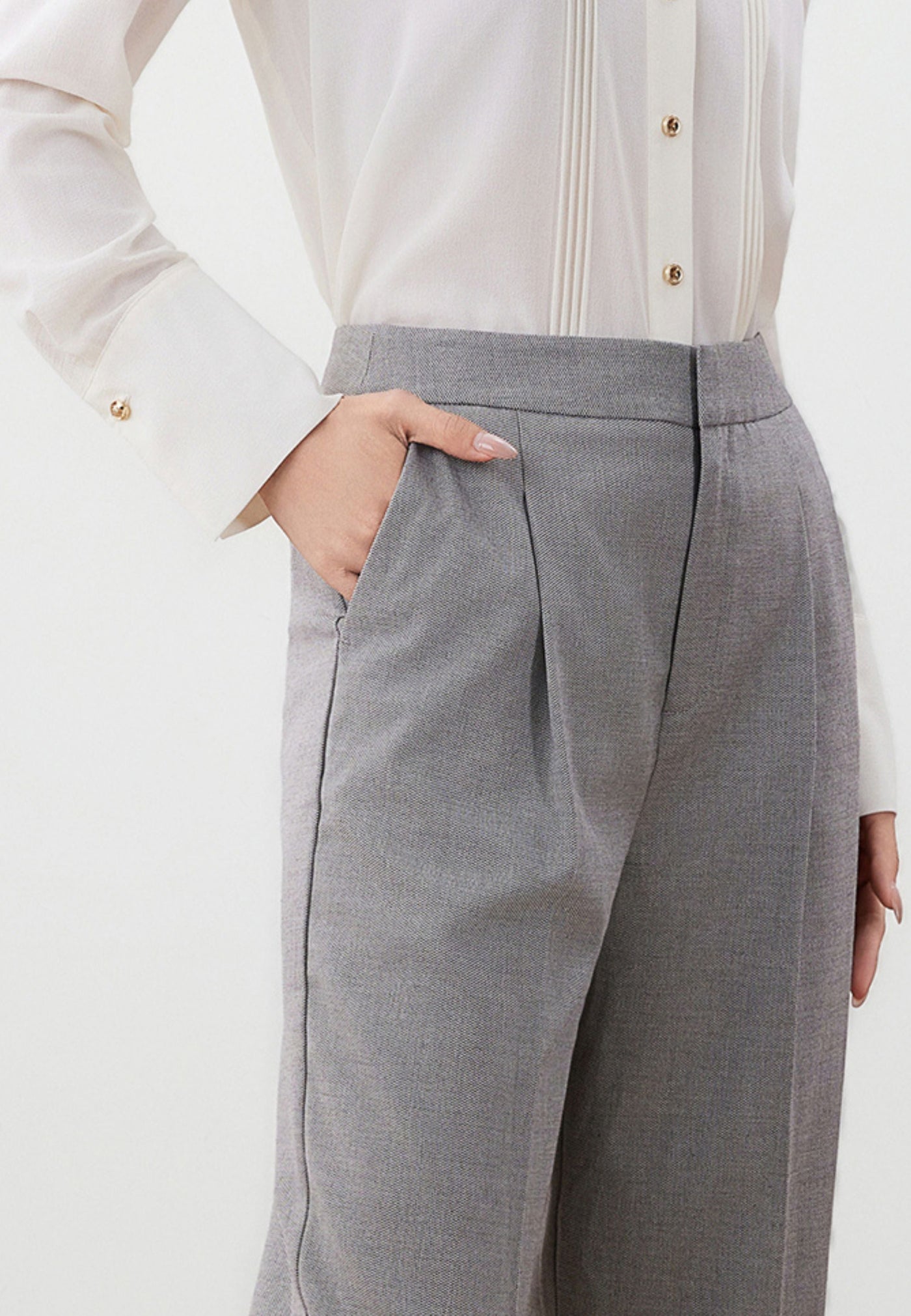 กางเกงสูทสำหรับผู้หญิง Relaxed Straight Leg