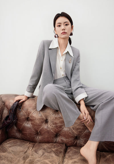กางเกงสูทสำหรับผู้หญิง Relaxed Straight Leg