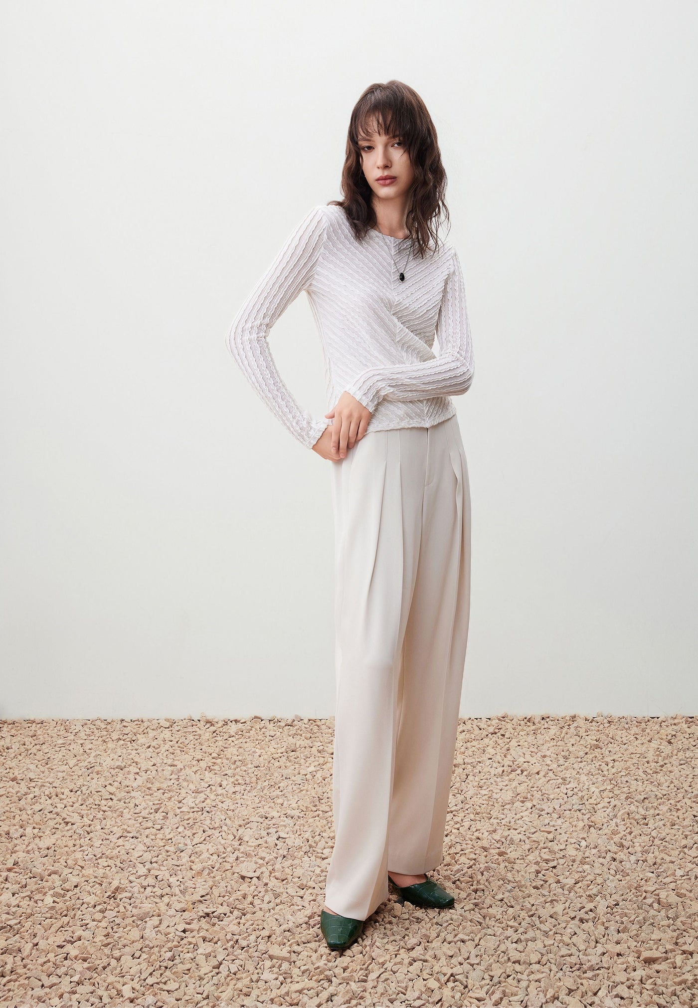 กางเกงขายาวสำหรับผู้หญิง Relaxed Straight Leg