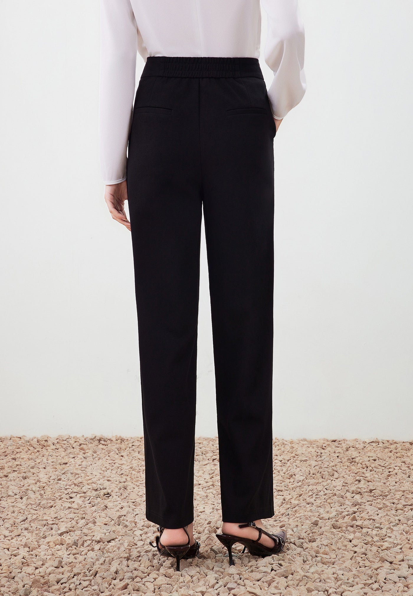 Women Clothing Pique Knit Relaxed Pants Straight Leg