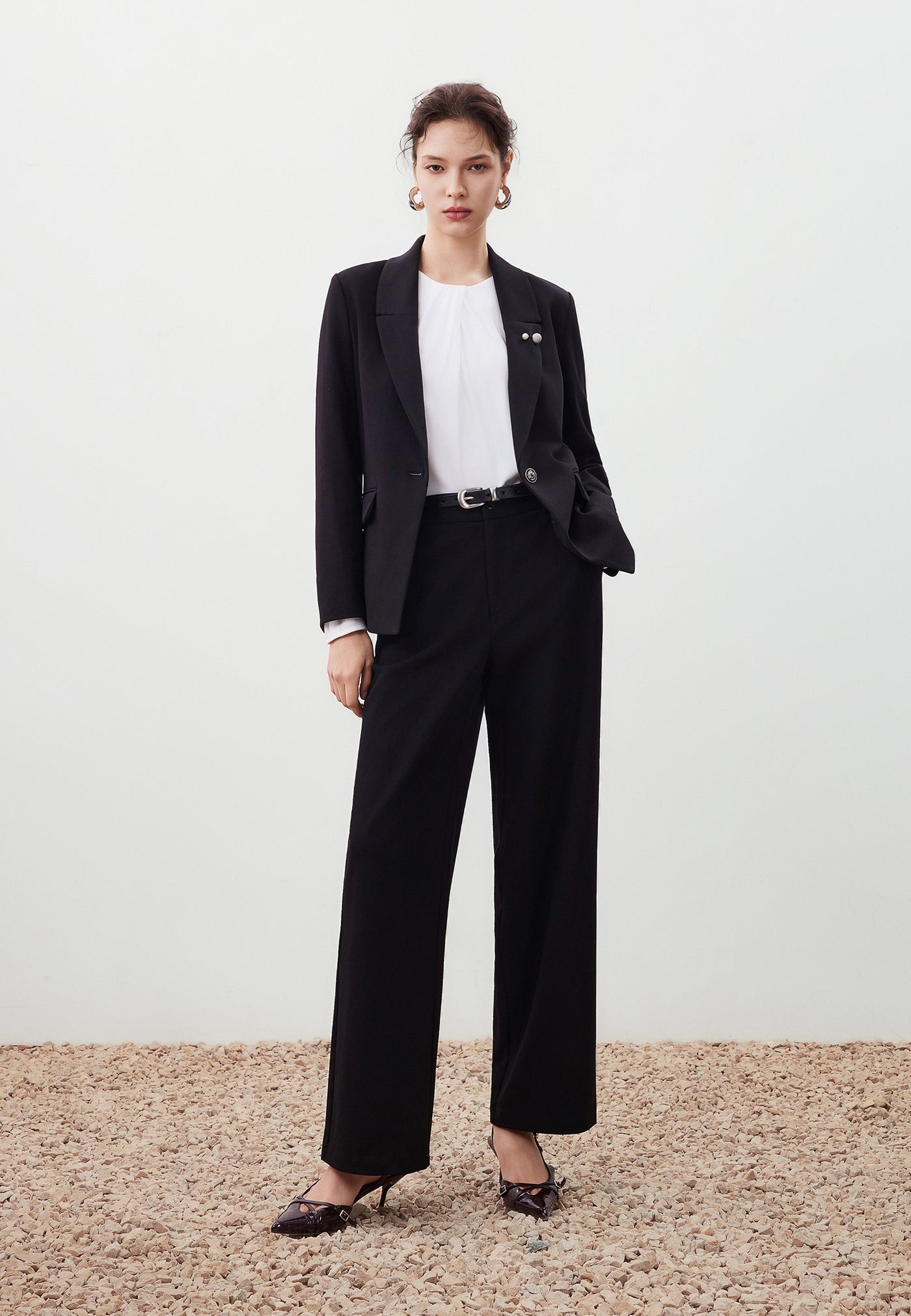 Women Clothing Pique Knit Relaxed Pants Straight Leg