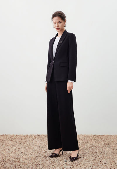 Women Clothing Pique Knit Relaxed Pants Straight Leg