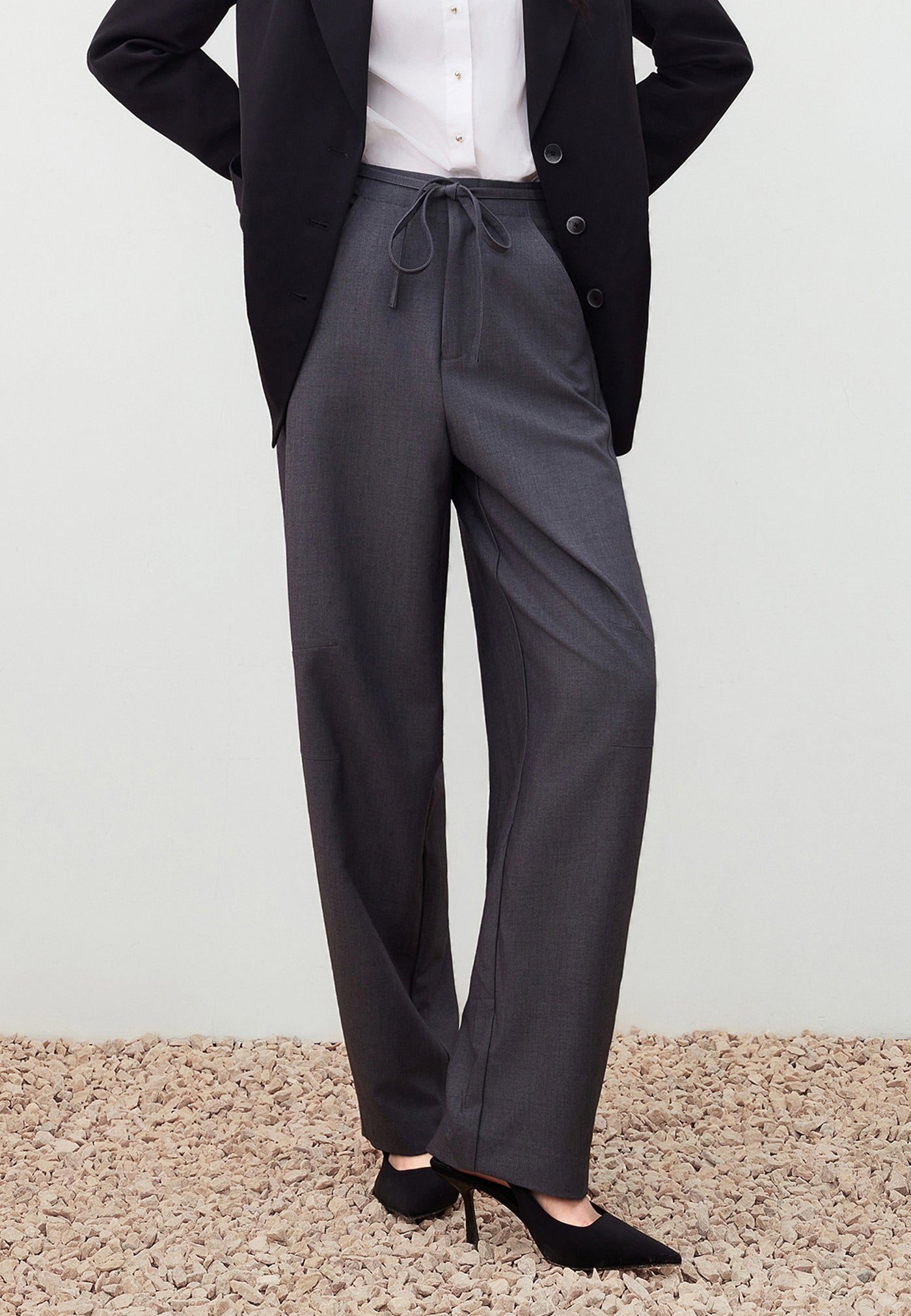 Women Clothing Rope Waist Barrel Leg Pants Barrel Leg