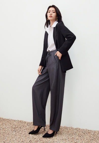 Women Clothing Rope Waist Barrel Leg Pants Barrel Leg