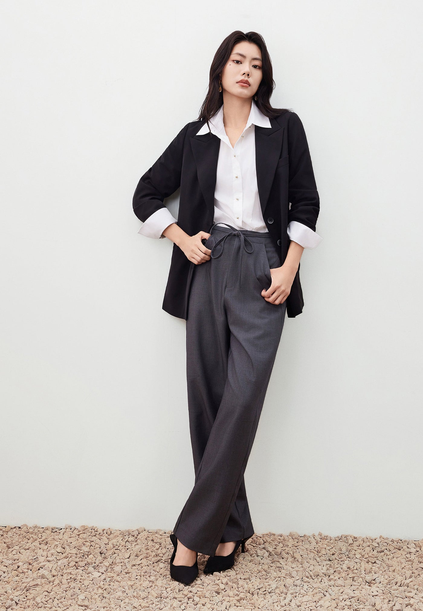 Women Clothing Rope Waist Barrel Leg Pants Barrel Leg
