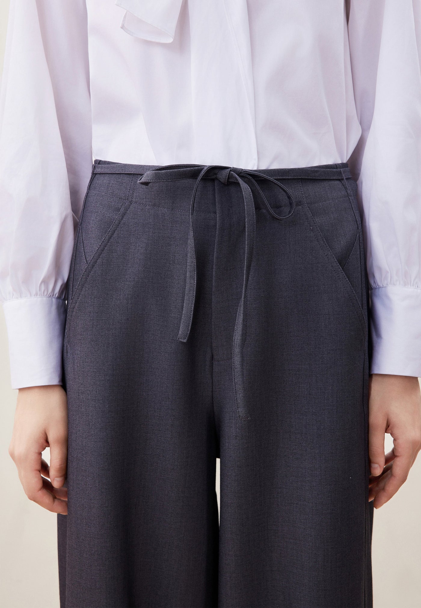 Women Clothing Rope Waist Barrel Leg Pants Barrel Leg