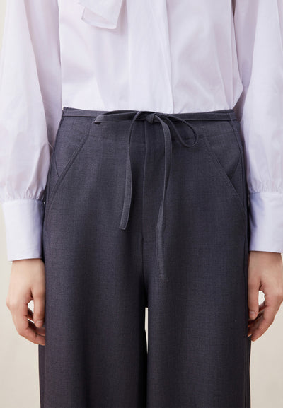 Women Clothing Rope Waist Barrel Leg Pants Barrel Leg