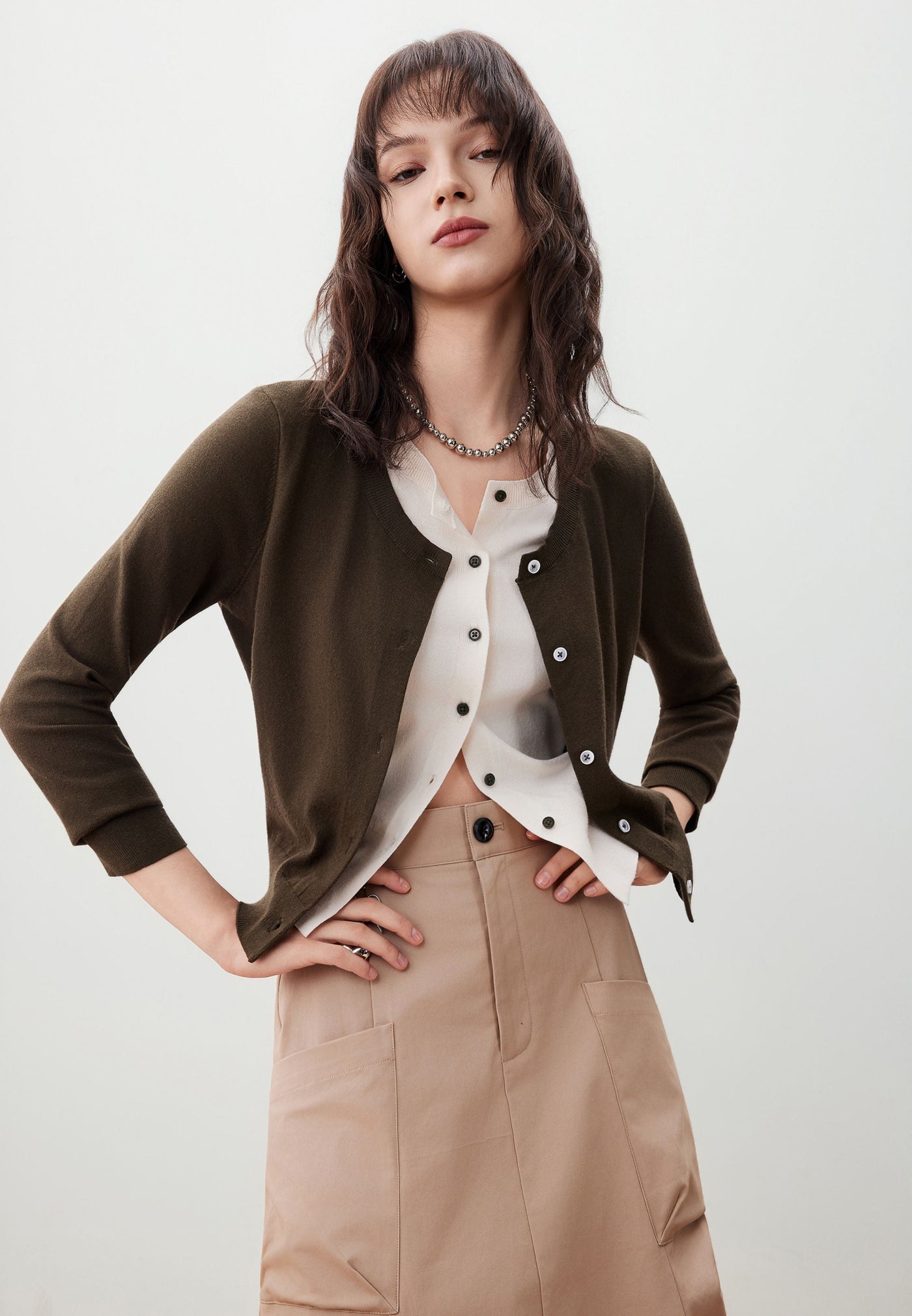 Women Clothing 2-in-1 Layered Cardigan Regular Fit