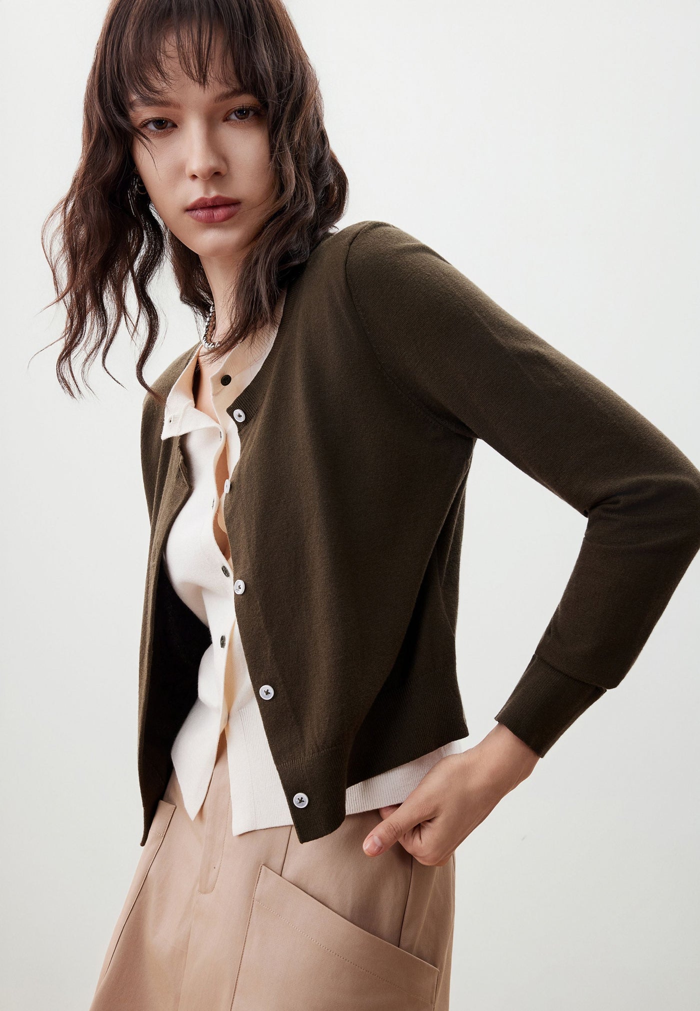 Women Clothing 2-in-1 Layered Cardigan Regular Fit