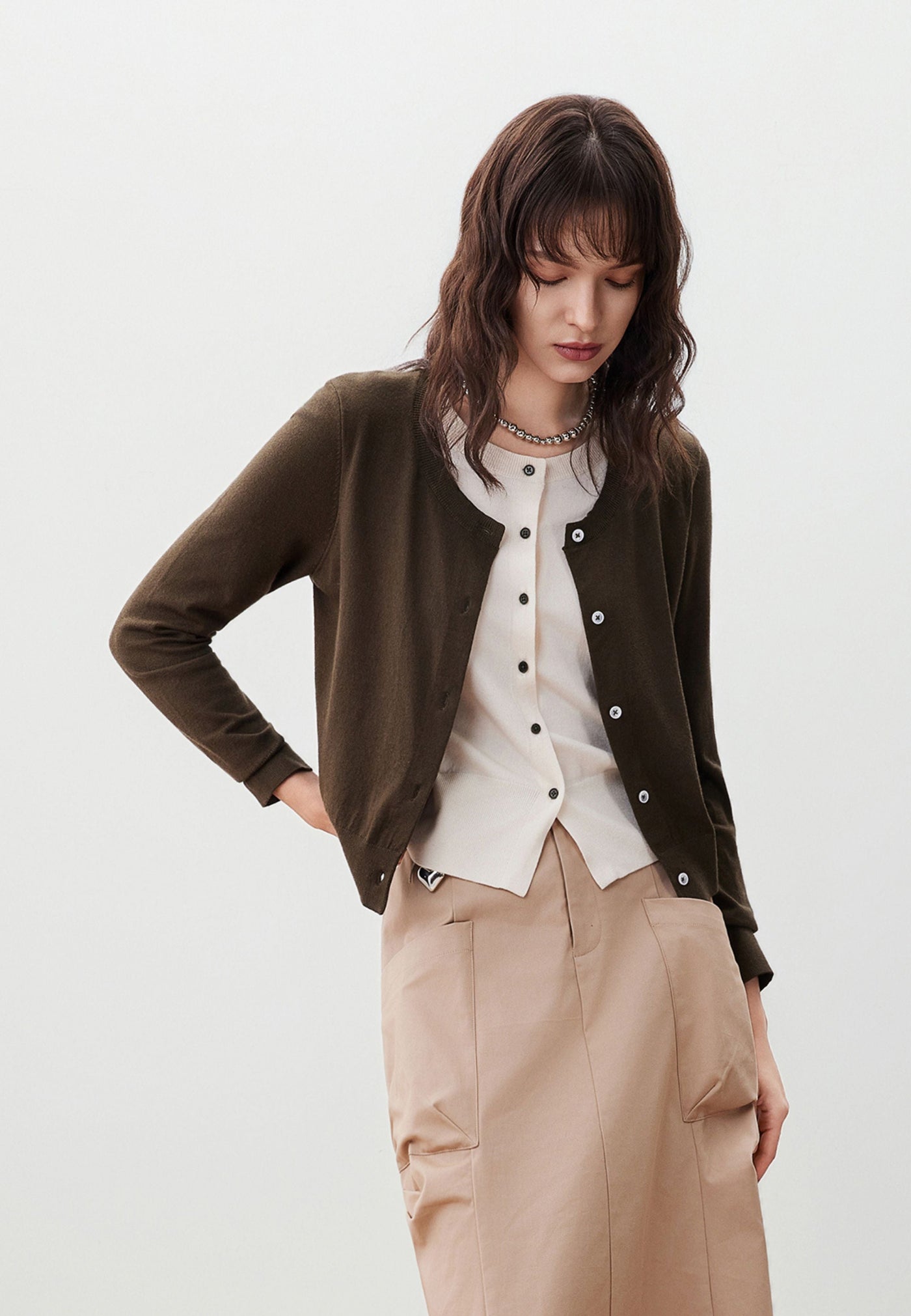 Women Clothing 2-in-1 Layered Cardigan Regular Fit