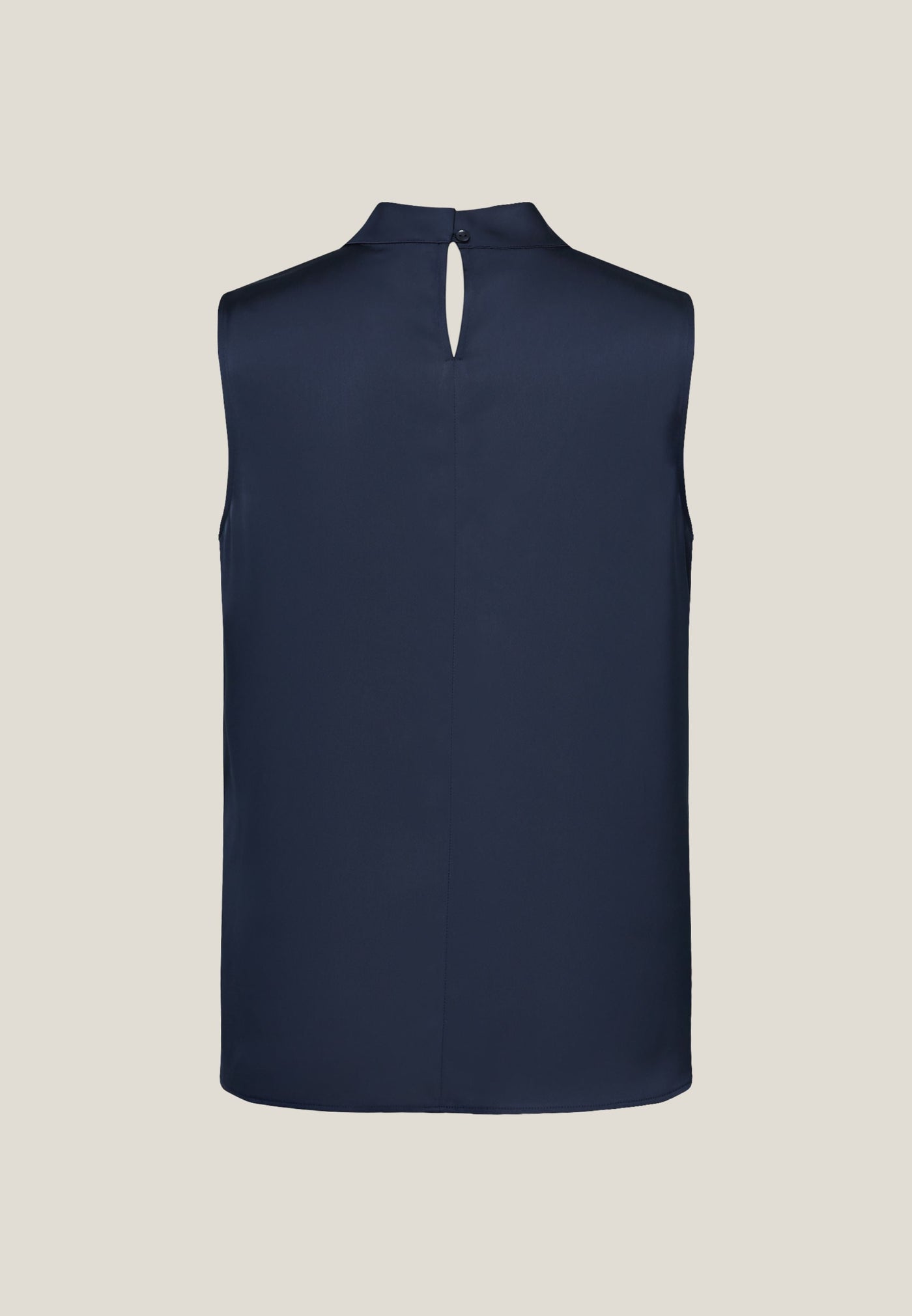 Women Clothing Sleeveless Satin Blouse with Pearl Tie-Neck Regular Fit