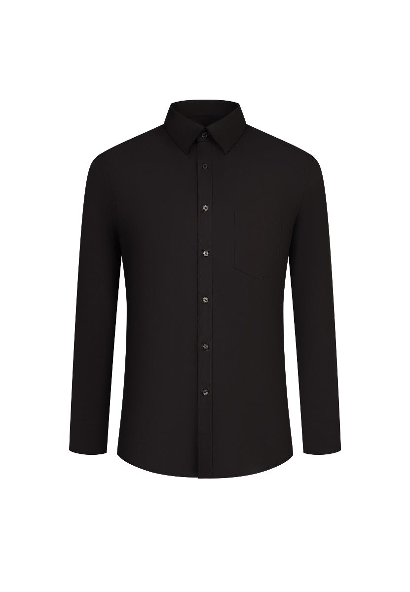 Cvc Spandex Dress Shirt Men Smart Fit - Black