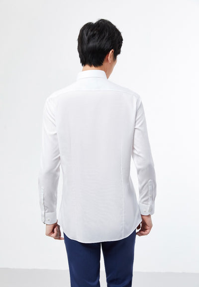 Non-Iron Cotton Spandex Dress Shirt Men Smart Fit - White