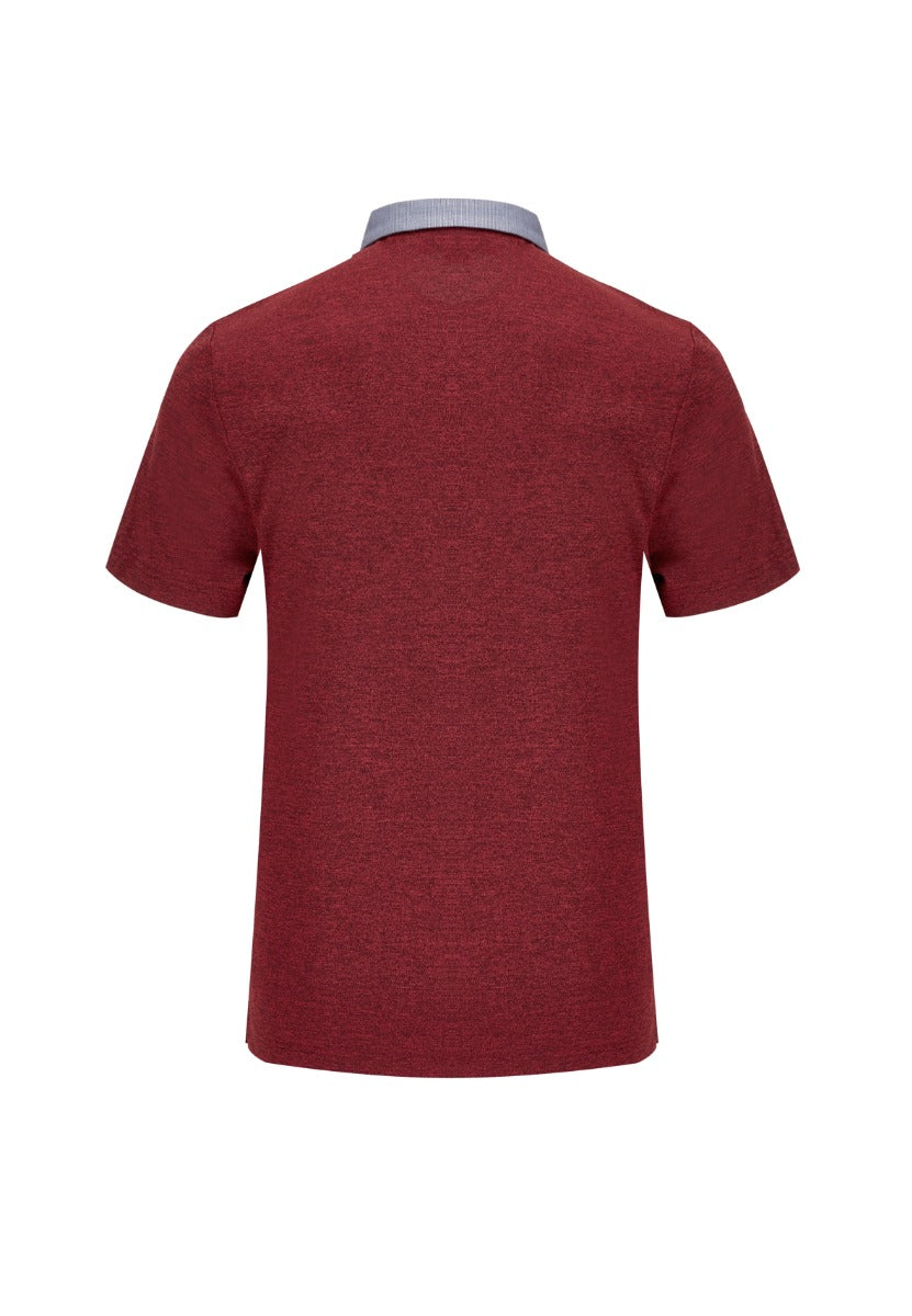Jacquard Collar With Seal Print Dry Pique Polo Men Smart Fit - Red